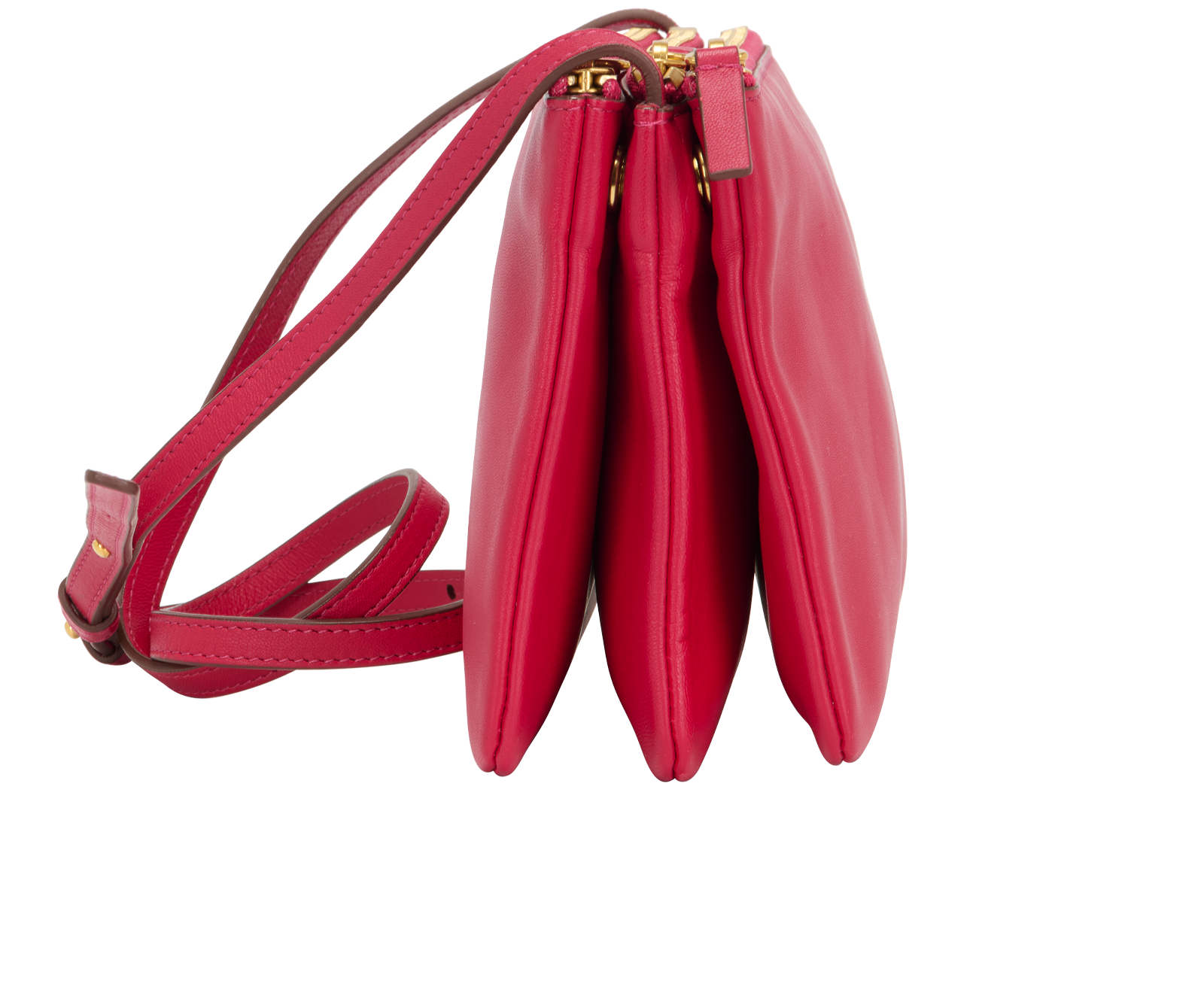 Trio Small Crossbody, &pound;450, Handbags, Pink, Leather, Side view